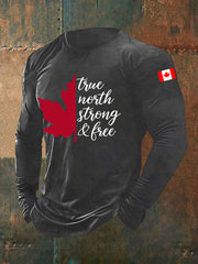 Men's Canada True North Strong And Free Printed Casual T-Shirt