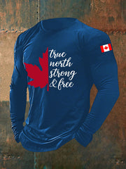 Men's Canada True North Strong And Free Printed Casual T-Shirt
