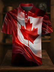 Men's Canada Print Casual Button-Down Top