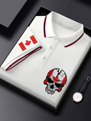 Men's Canadian Maple Leaf Canadian Flag Skull Print Casual Short Sleeve Tee