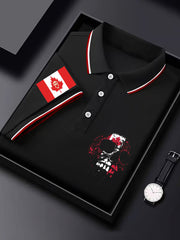 Men's Canadian Maple Leaf Canadian Flag Skull Print Casual Short Sleeve Tee