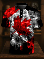 Men's Canada Print Casual Button-Down Top