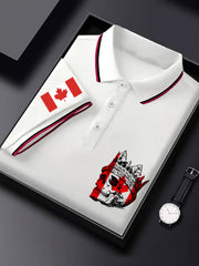 Men's Canadian Maple Leaf Canadian Flag Skull Print Casual Short Sleeve Tee