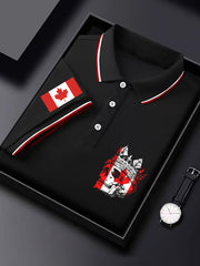 Men's Canadian Maple Leaf Canadian Flag Skull Print Casual Short Sleeve Tee