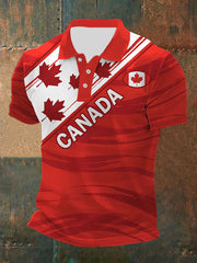 Men's Canadian Maple Leaf Print Casual Short Sleeve Tee
