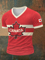 Men's Canadian Maple Leaf Print Casual Short Sleeve T-shirt