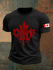 Men's Canadian Maple Leaf Print Casual Short Sleeve T-shirt
