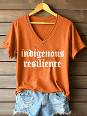 Women's Indigenous Resilience Print V-Neck T-Shirt