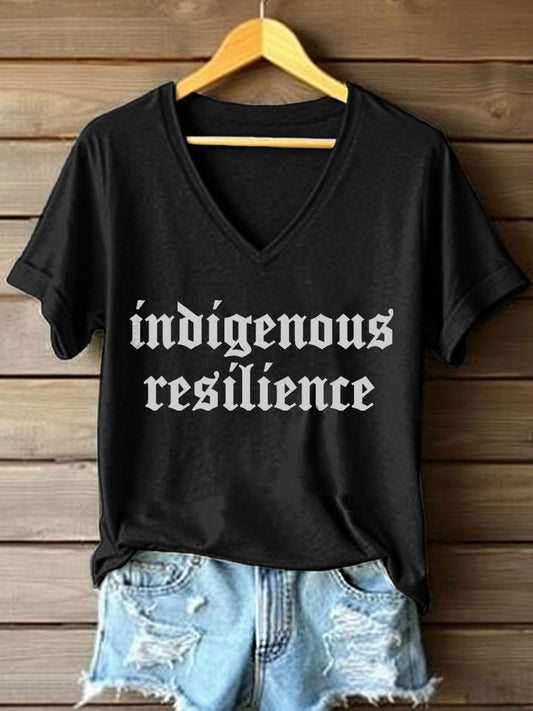 Women's Indigenous Resilience Print V-Neck T-Shirt