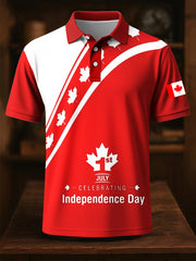 Men's Happy Canada Day Canadian Maple Leaf  Print Casual Top