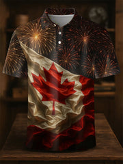 Men's Canada Print Casual Button-Down Top
