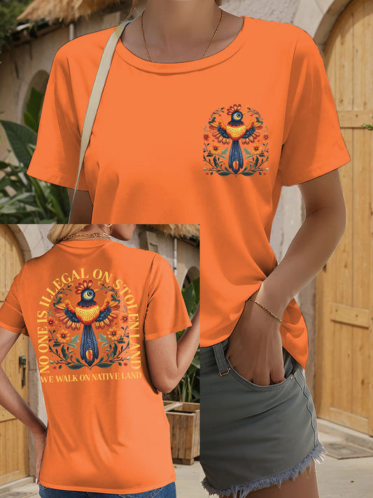 Women's No One Illegal on Stolen Land, We Walk on Native Land T-shirts