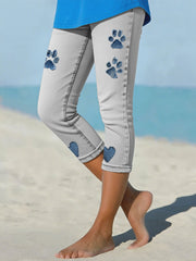 Women's denim paw leggings
