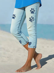 Women's denim paw leggings