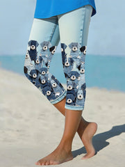Women's denim dog cropped leggings