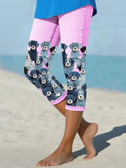 Women's denim dog cropped leggings