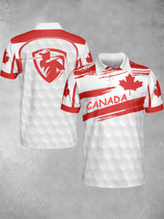 Men's 3D Canada Flag Golf Short Sleeve Shirt