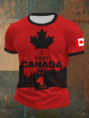 Men's Happy Canada Day Canadian Maple Leaf  Print Casual Top