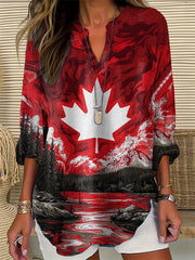 Women's Canadian Maple Leaf Print Casual Top