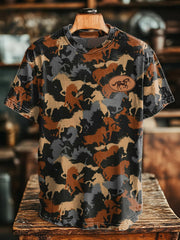 Men's Retro Western Horse Print T-Shirt