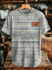 Men's Western Aztec Deer Print T-Shirt