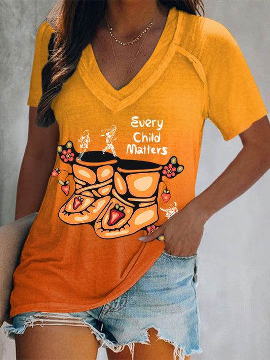 Women's every child matters V-neck T-shirts