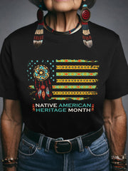 Women's Tribal Dreamcatcher Flag Print T-Shirt