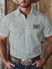 Men's western style short-sleeved shirt