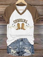 Women's V-neck off-shoulder short-sleeved T-shirt