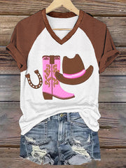 Women's V-neck off-shoulder short-sleeved T-shirt