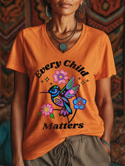 Women's Every Child Matters Floral Print V-Neck T-Shirt