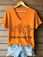 Women's Every Child Matters Floral Print V-Neck T-Shirt