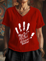 Women's Protect Native Women MMIW V-neck tops