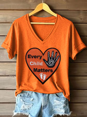 Women's Every Child Matters Embroidered V-Neck T-Shirt
