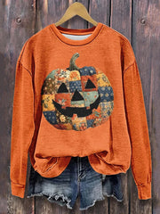 Women's Pumpkin Art Print Casual Sweatshirt