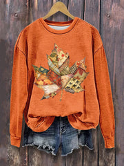 Women's Maple Leaf Art Print Casual Sweatshirt