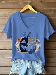 Women's Pumpkin Art Print Casual T-Shirt