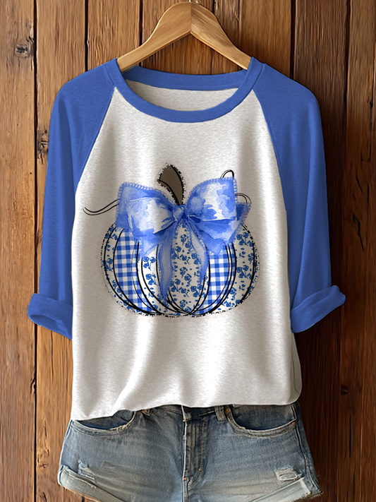 Women's Pumpkin Art Print Casual Sweatshirt