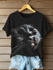 Women's Funny Cute Cat Short Sleeve T-shirt