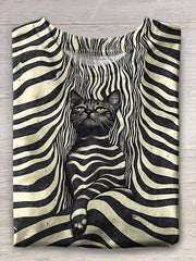 Women's Funny Cat Crew Neck Short Sleeve T-shirt