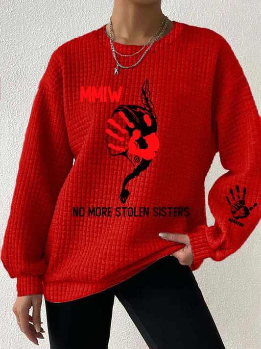 Women's MMIW Waffle Print Casual Sweatshirt