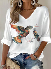women's orange shirt day hummingbird V-neck tops