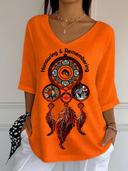 Women's Honuring Remembering V-Collar T-Shirts