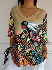 Women's Indigenous Art V-Neck T-Shirts
