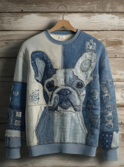 Women's Denim Dog Print Casual Sweatshirt