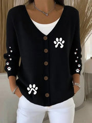 Women's Cute Dog Print Casual Cardigan