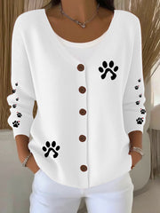 Women's Cute Dog Print Casual Cardigan