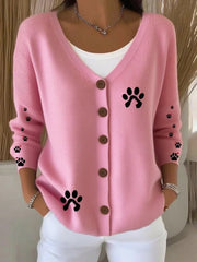 Women's Cute Dog Print Casual Cardigan