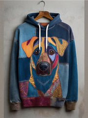 Men's Animal Dog Drop-Shoulder Hoodie (No Pockets)
