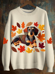 Men's Dachshund Maple Leaf Imitation Sweater